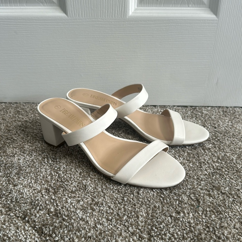 Dream Pairs White Two Strap Open Toed Heels